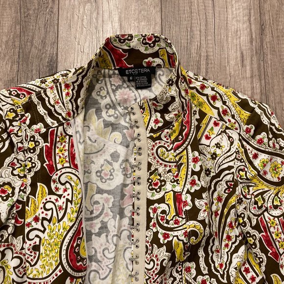 Women's Etcetera Long Sleeve Tailored Paisley Print Jacket - Size 6 - Picture 4 of 6
